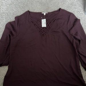 Dark Purple Criss Cross Front Tunic - NWT